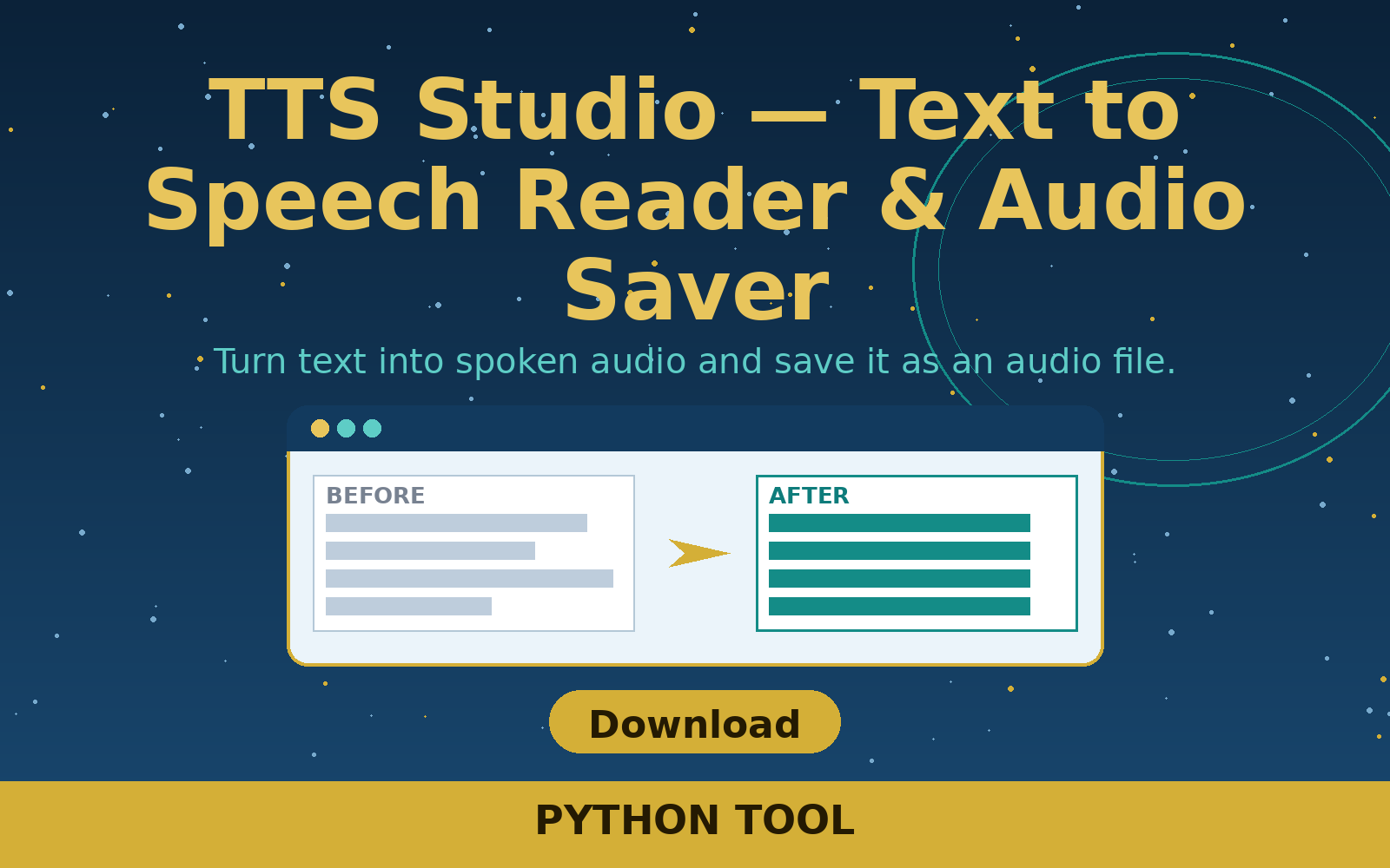 Free TTS Studio — Text to Speech Reader & Audio Saver (Python Tool) Free TTS Studio — Text to Speech Reader & Audio Saver (Python Tool)