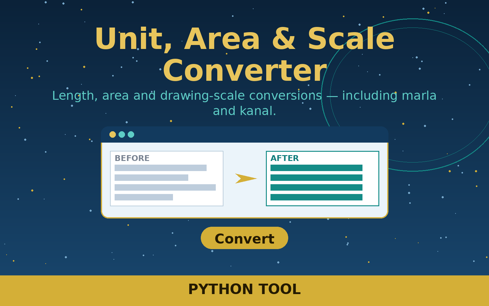 Free Unit, Area & Scale Converter (Python Tool) Free Unit, Area & Scale Converter (Python Tool)