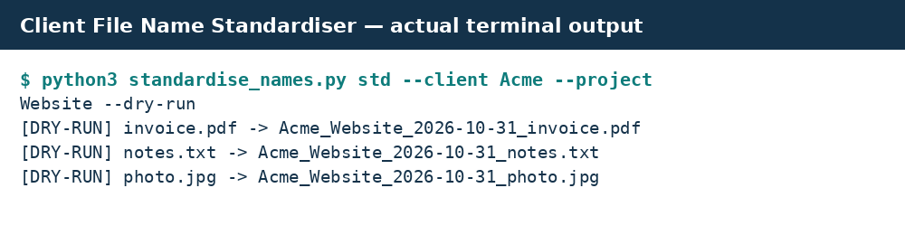 Real preview of client-file-name-standardiser