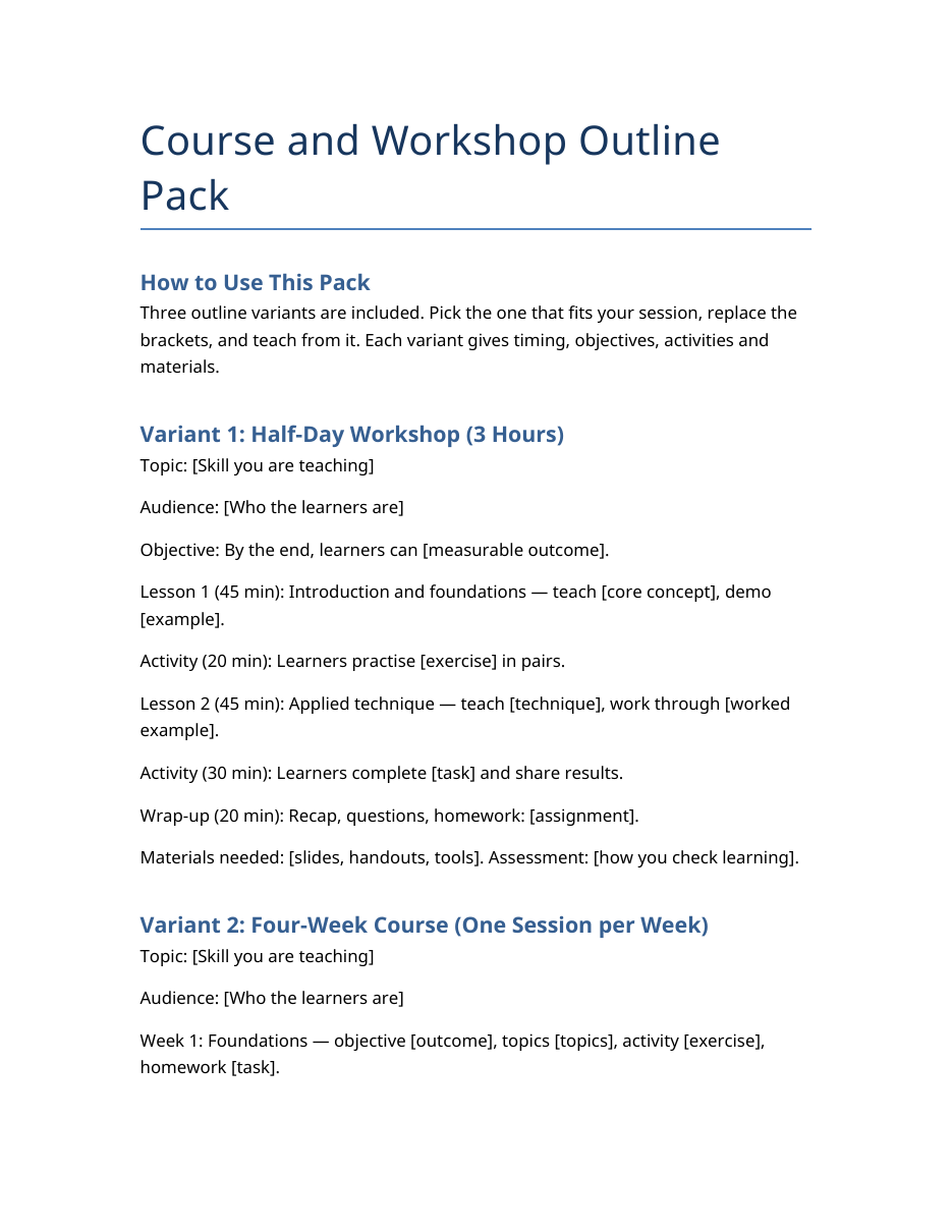 Real preview of course-workshop-outline-pack