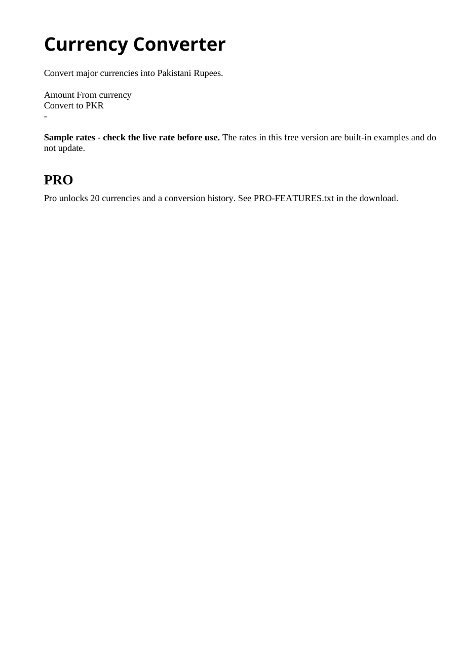 Real preview of currency-converter-pkr
