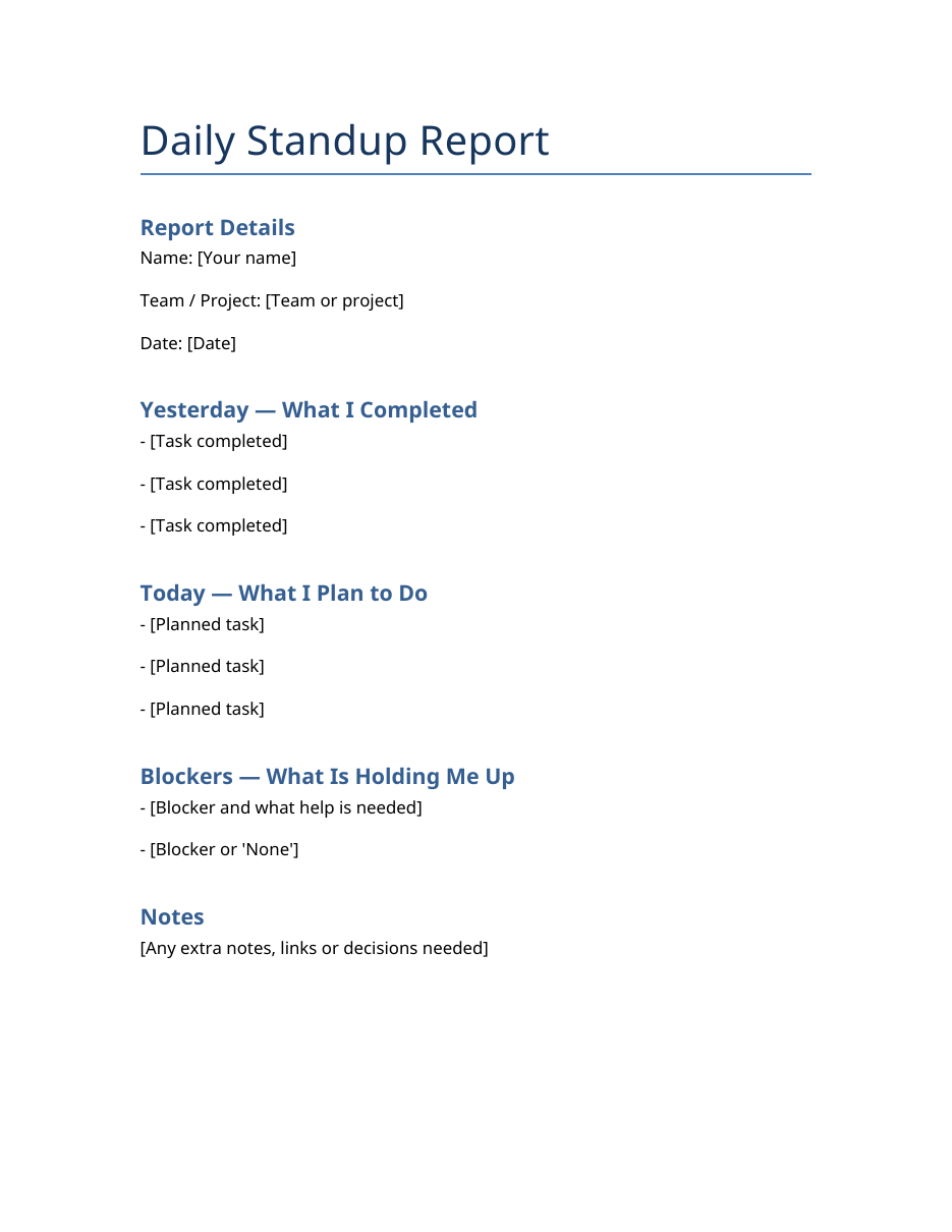 Real preview of daily-standup-report-template