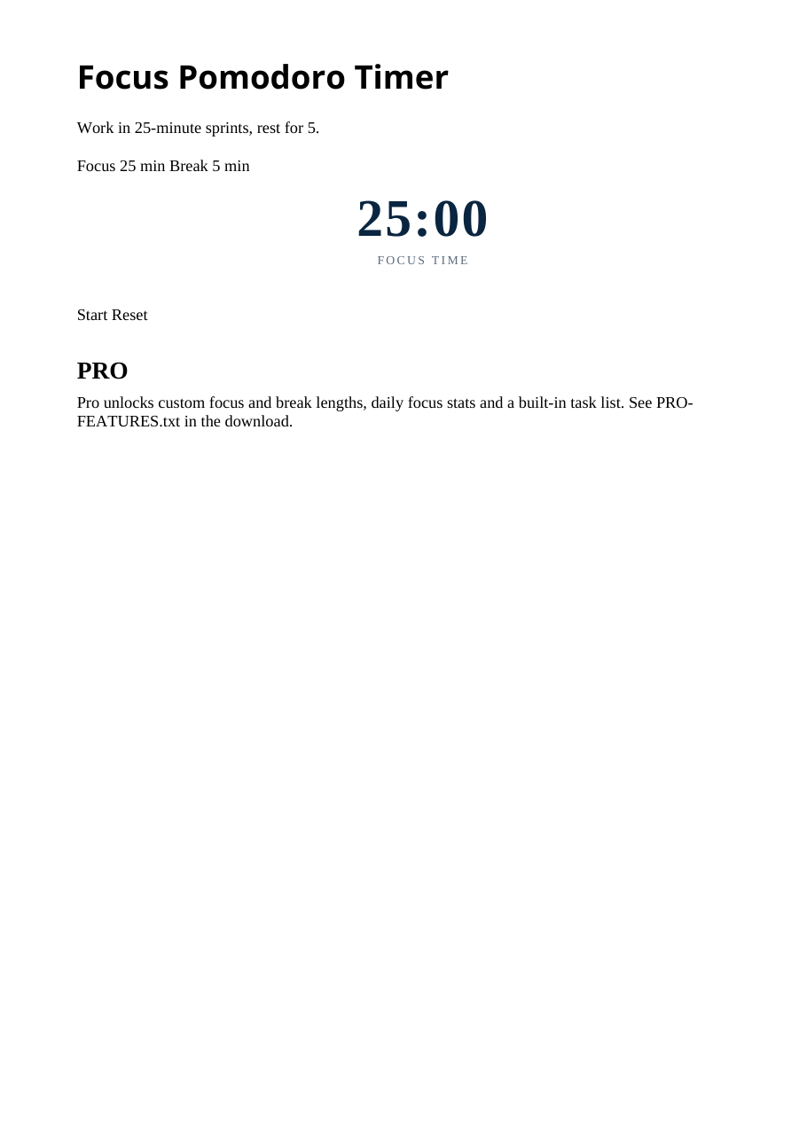 Real preview of focus-pomodoro-timer