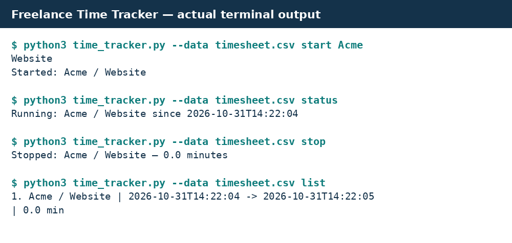 Real preview of freelance-time-tracker