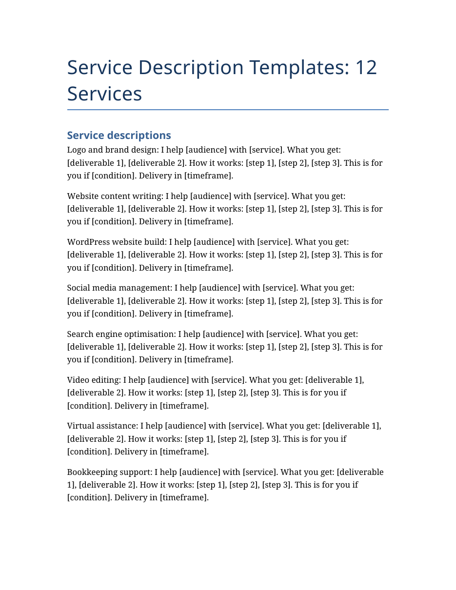 Real preview of service-description-templates
